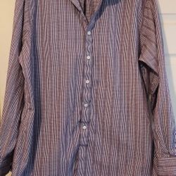 Michael Kors Purple White Plaid Dress Shirt 16 1/2 34/35 Cotton Office Casual
