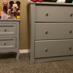 Gray Dresser And Nightstand Set