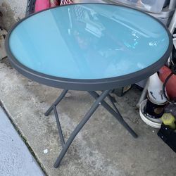 Patio Or Home Metal Base Foldable Table. 18 1/4 X 19 1/4. 
