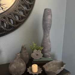 Textured vases gray tones - 6 pieces