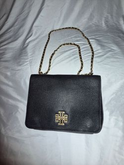 Tory Burch Britten Leather Flap Crossbody Bag - Black