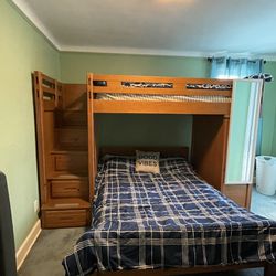 Twin Over Full Bunk Bed With Chest /stairs And Two Bunker Boards