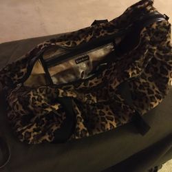 Bebe Leopard Print Zippered Bag