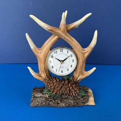 Clock Quartz, Resin Deer Horn Antlers Decor