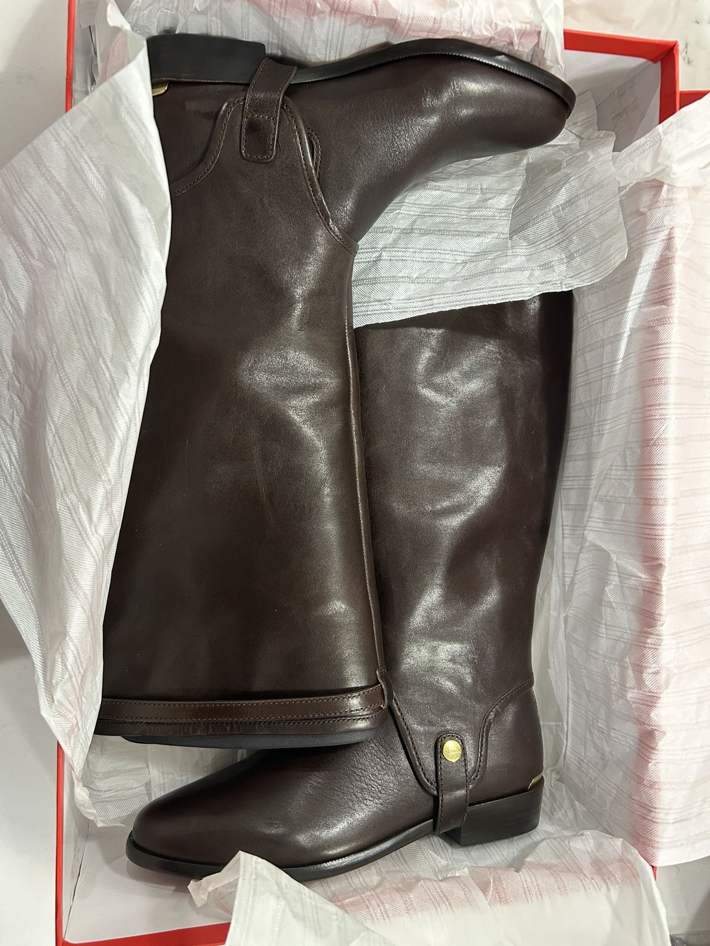 Brand new Coach brown leather boots size 7.5