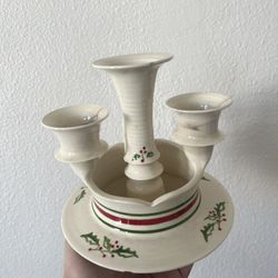 Christmas Ceramic Triple Taper Holder