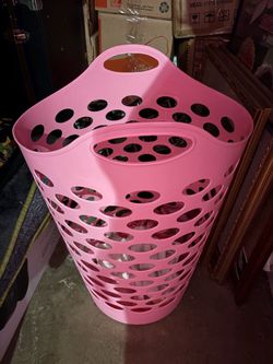 Pink laundry basket