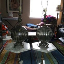 Antique Green Glass Lamps