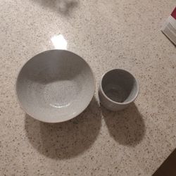 Rustic Handmade bowl and Glass