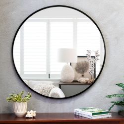 24 inch Round Wall Mirror Black Circle Mirror for Bathroom
