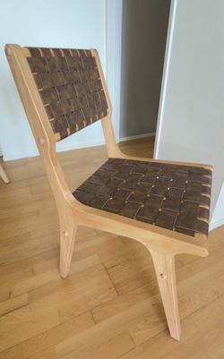 Set of 4 Threshold Ceylon Woven Leather & Wood Dining Chairs