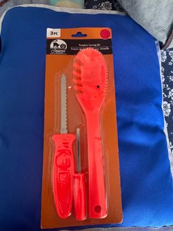 PUMPKIN Carving 3 PC Set with Scooping Spoon and Knife Carving Tool *New