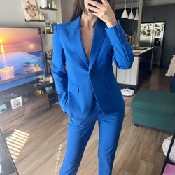 ZARA blue suit set — blazer + pants/ Size S