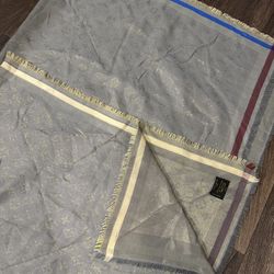 Authentic Louis Vuitton Châle Monogram Scarf/ Silver/Gold