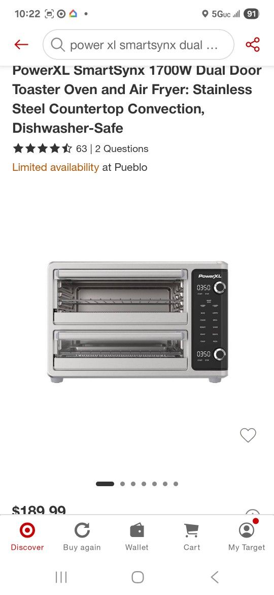 Nee Power Xl Dual Door Toaster Over An Air Fryer $150 Obo