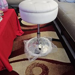 Costway Vanity Stool Adjustable 360° Swivel Storage Makeup Chair with Removable Tray White