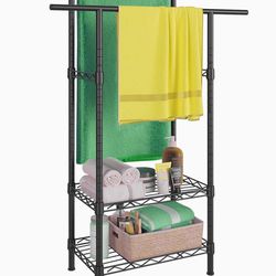 Higeego 51” standing towel rack with 2 adjustable shelves 