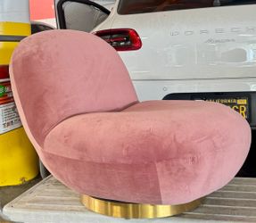 TOV Emily Swivel Chair Blush Pink Velvet Paid $540