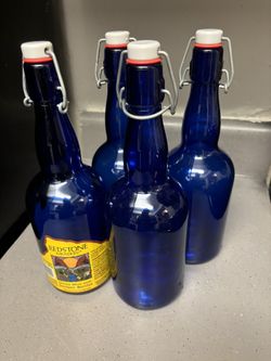 4 Blue Swing top 750 mL Bottles