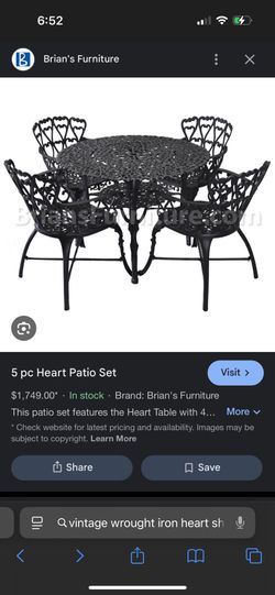 Vintage Victorian Aluminum Patio Set Table And 4 Chairs ****
