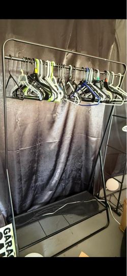Black Metal Clothing Rack with Hangers