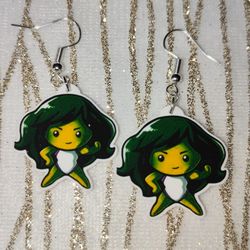 Marvel She Hulk Fan Art Earrings 