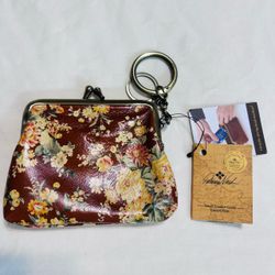 Patricia Nash Floral Leather Coin Purse with Keychain