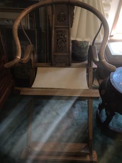 Vintage Chinese horse shoe chairs (pair)