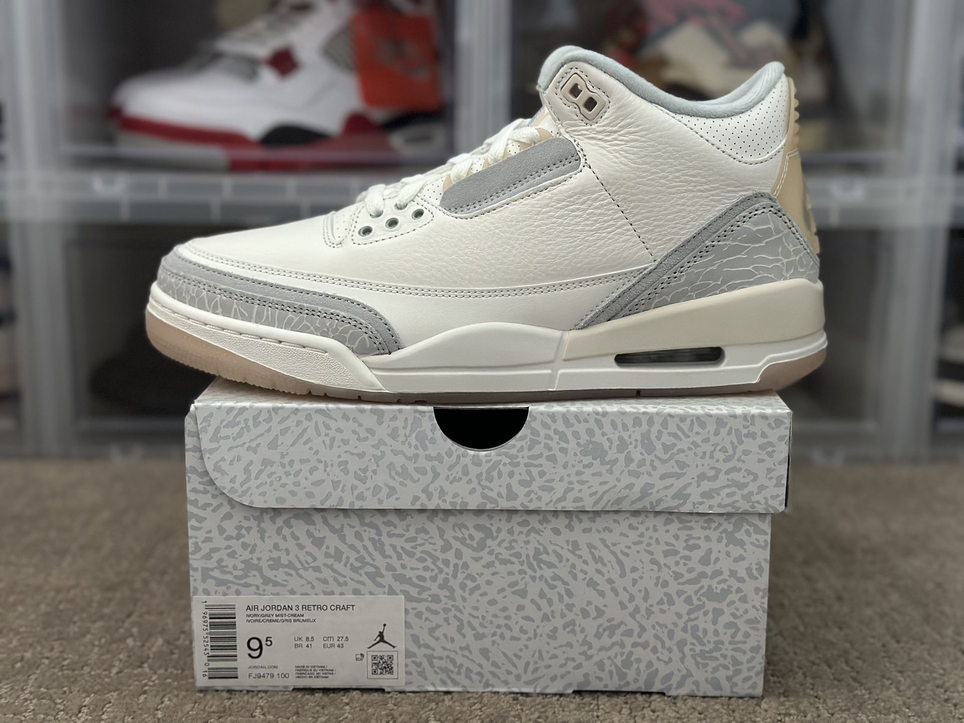 Size 9.5 - Air Jordan 3 Craft Ivory - $220