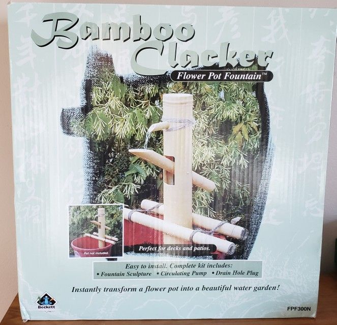 Bamboo Clacker Flower Pot Fountain By Beckett Corporation In Original Box ●read description below●