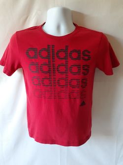 Adidas boys red graphic short sleeve t-shirt size M
