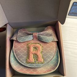 Girls Mini Crossbody Bag Personalized Initial Purse with Cute Mouse Ear Bowknot