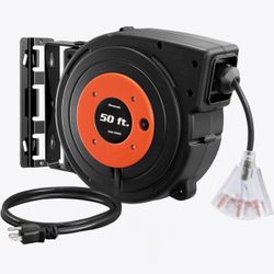 Retractable Extension Cord Reel, 50 FT Heavy Duty  ص