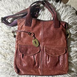 Fossil crossbody purse Red lamb hide leather
