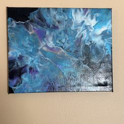 ✨ 8x10 Original Abstract Acrylic Canvas – Blue, Black & Violet