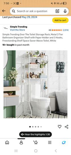 🚽 Over-the-Toilet Storage Rack – Space Saver 🚽