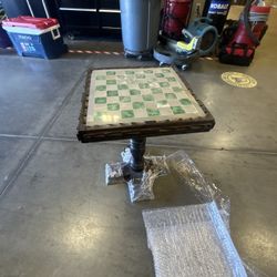 Green And Pearl Marble Chessboard In Hand Carved Ornate Wooden Table 