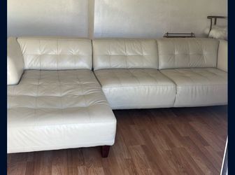 White Leather Sectional 