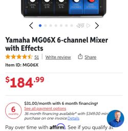Yamaha MG06X 6-channel mixer with effects