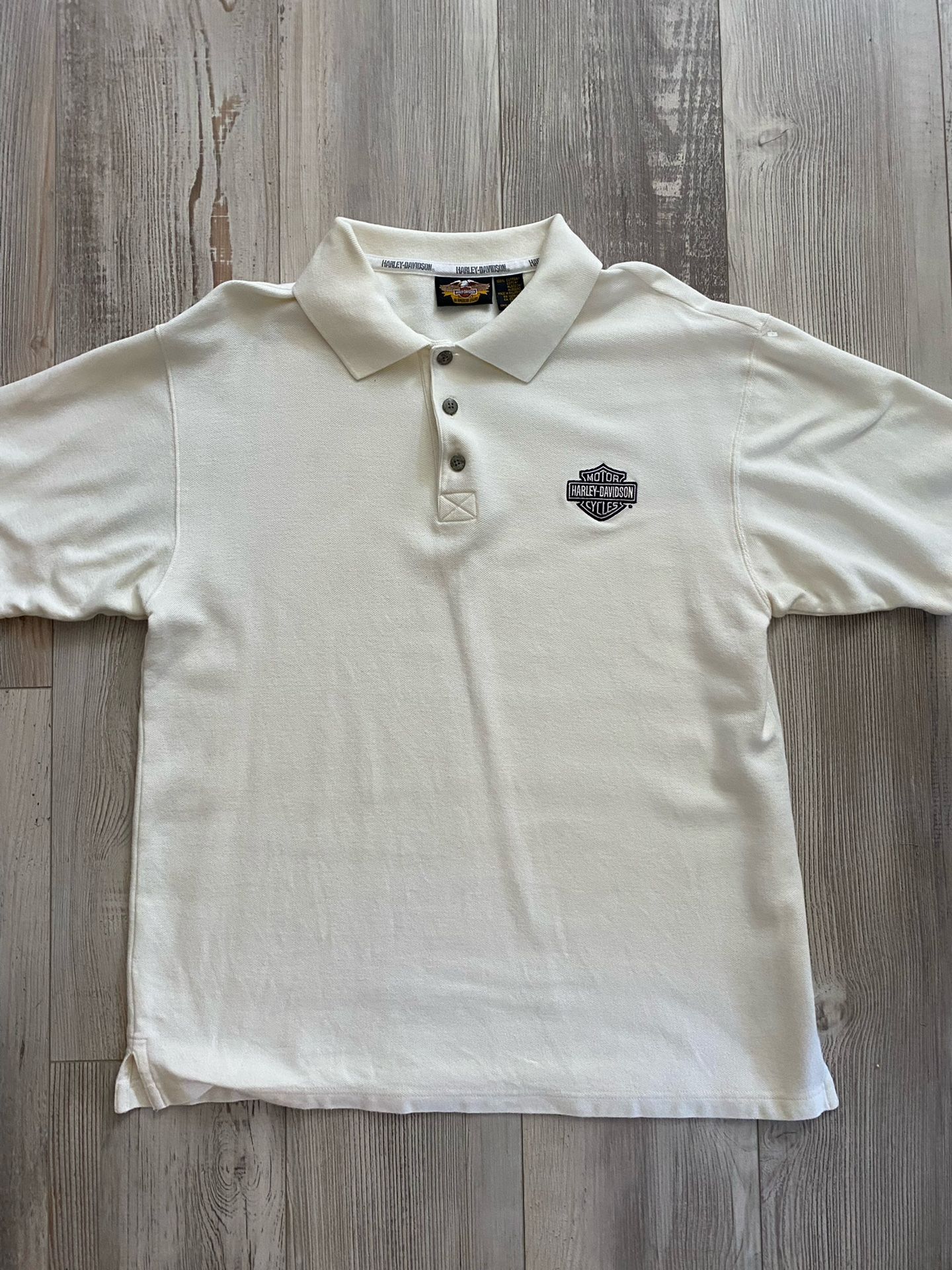Harley Davidson White Polo Shirt Size Meduim
