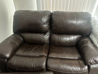 Beautiful Brown Leather Reclining Sectionals – 3-Piece & 2-Piece – $700/$600