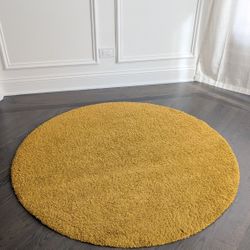 Round Area Rug, Yellow, 133 cm by 133 cm