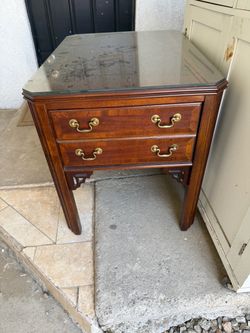 Wooden Side table with glass top