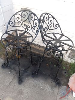 Wrought Iron Scroll Bar Stools Set of 2