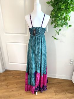 Zury Silk Dress Kaftan Maxi OS Multi Color Boho Sexy V- Neck Empire Waist  for Sale in Pompano Beach, FL - OfferUp