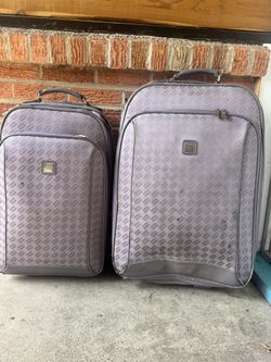 Nine West Luggage Set – 2 Rolling Suitcases, Gray/Purple, Good Condition