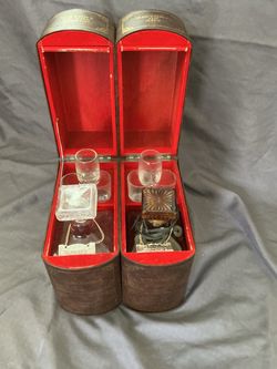 2 Faux Book Decanter Bar Set