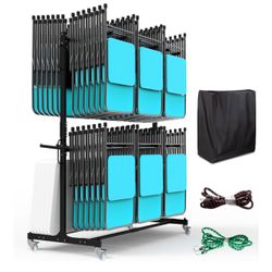 Brand New In The Box- Folding Chair Rack, Heavy-Duty Folding Chair Cart with Swivel Wheels, Holds 12 Tables or 84 Chairs, Up to 1000 LBS Capacity, 2 B