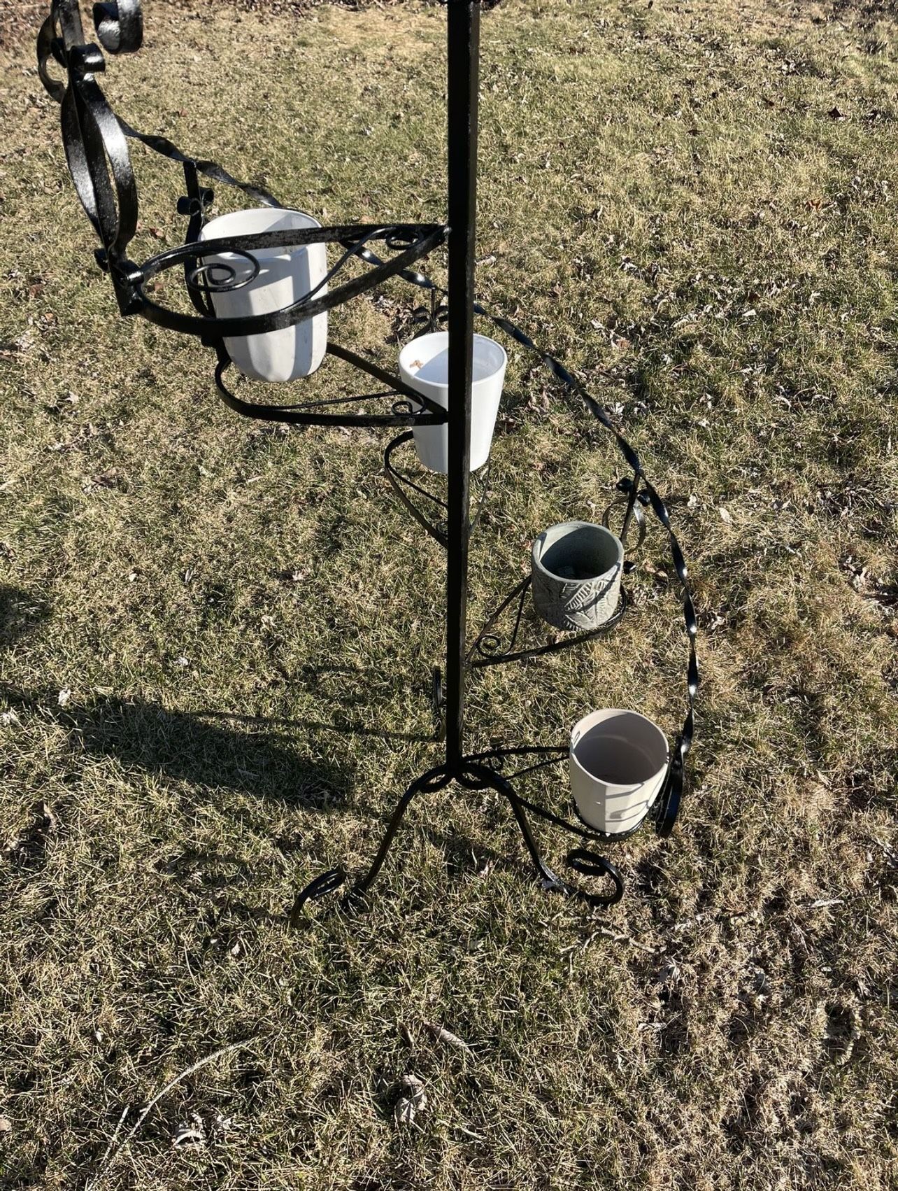 Beautiful Vintage Balcony Wrought Iron Spiral Plant Stand