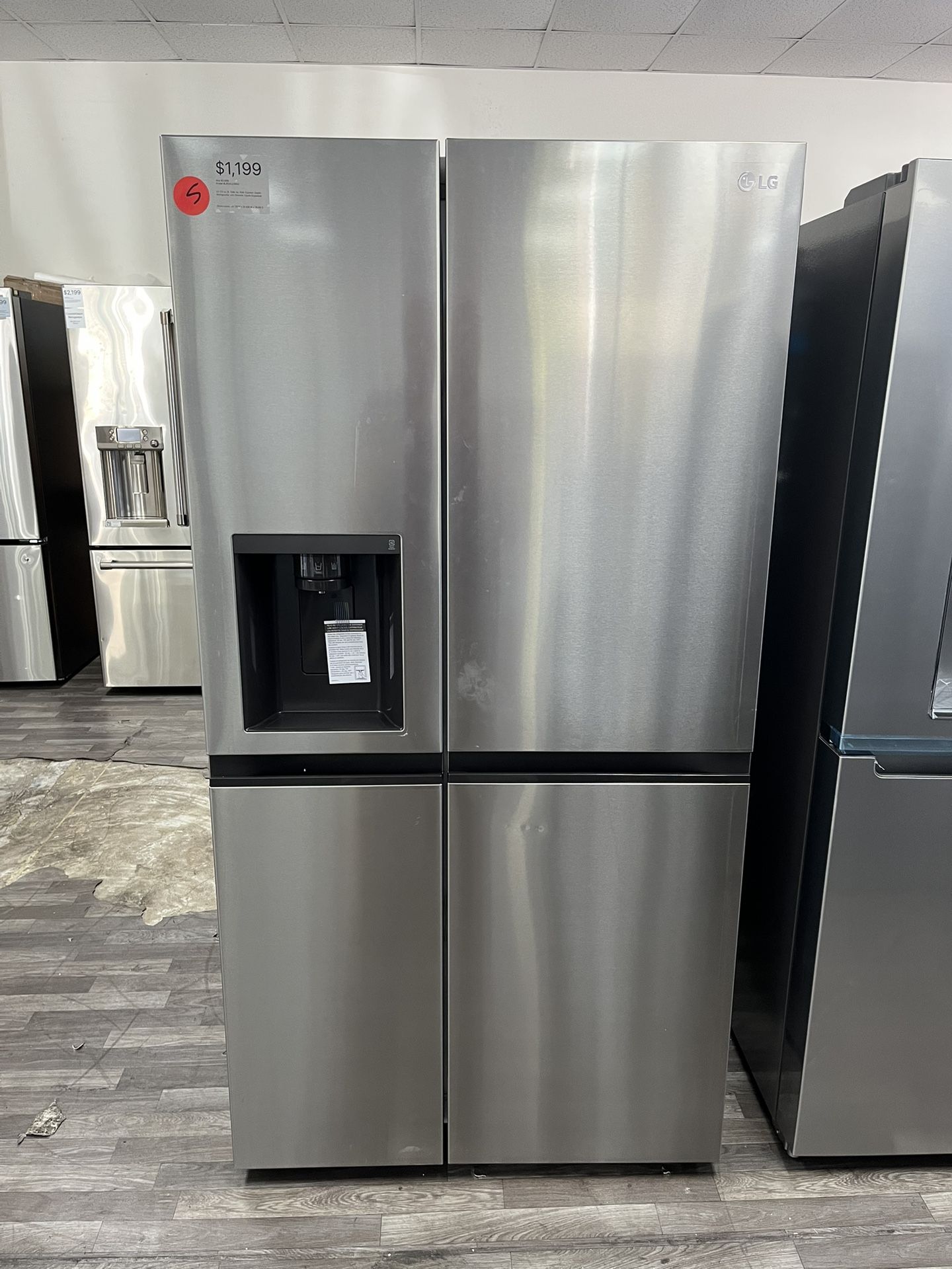 $1199 Counter Depth Side by Side Fridge, Open Box, Minor Cosmetic Wear, Fully Tested, One Year Warranty